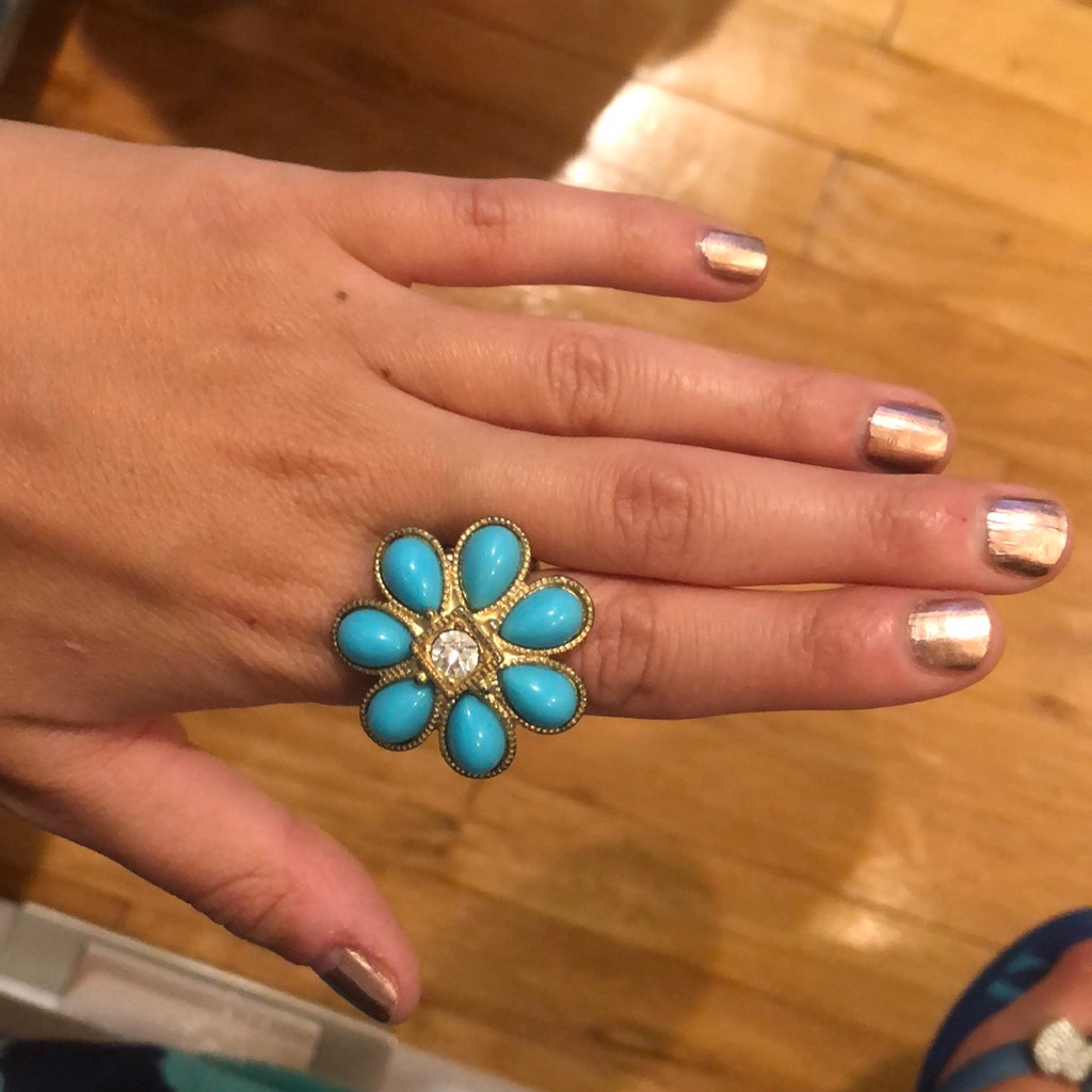 Hp Blue Flower Ring With Stretch Band